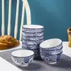 Tigelas Cerâmicas, Pratos Quadrados, Pratos Redondos, Pratos de Peixe da Série Azul Sob Esmalte Clássico, Pratos Grandes para Hotel, Casa, Micro-ondas