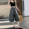 Calça Floral de Comprimento Médio 2026 Verão Novo Casual Confortável Solta Emagrecedora Wide-Leg Shorts Cropped Workwear Feminino Estilo Japonês e Coreano