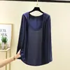 Nuevo cárdigan de modal para mujer de primavera y verano, talla grande, holgado, de manga larga, exterior, cárdigan de punto liso midi