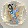Estilo Curativo Artístico Ilustração Retrô Design de Gato e Flor Maçã 18 Pro Max Capa de Celular Magnética Película Fosca Capa Dura