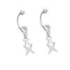 Brincos de parafuso de estrela de zircônia quatro homens, design distinto, brincos de estrela dupla de diamante redondo com brincos de gancho de estrela de cruz de diamante