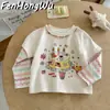 Camiseta Térmica de Algodón Suave Cepillado FHW para Bebés Niñas, Niños Pequeños Niñas Elegante Camiseta de Manga Larga Falsa de Dos Piezas