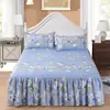 Saia de Cama Escovada Capa de Cama de Peça Única Cor Sólida Colcha Simmons Capa de Cama Estilo Coreano Lençol de Elástico Lençol de Cama 1,15m / 2,0m