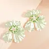 Pendientes de Flor Grande Pintados con Spray de Colores Europeos y Americanos Transfronterizos, Pendientes de Flor Grande de Moda y Exagerados con Perlas, Accesorios para Orejas