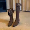 2026 Elegantes Botas de Caballero para Mujer Plegables de Moda, de Uso Bidireccional, con Hebilla de Cinturón Vintage, Delgadas que Sobrepasan la Rodilla
