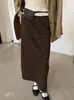 Chique sem esforço!~Saia de lã de seda com estampa de leopardo para mulheres, estilo outono, cintura alta, comprimento médio, saia justa