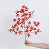 Ramas de hojas de arce artificiales para arreglos florales de mesa de sala de estar interior, decoración floral suave para sala de té, decoración de fondo de arce roja, amarilla y verde