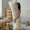 Almofada longa de algodão puro com estampa de desenho animado, estilo Ins, fresca e simples, uma almofada especial para meninas dormirem, adequada para dormir de lado e como almofada para as pernas