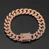 Venta Caliente Transfronteriza de Amazon Pulsera Cubana de 13 mm Aleación Completa de Diamante Broche de Bigote de Dragón Pulsera Hip-Hop Joyería Europea y Americana Venta al por Mayor