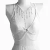 Cadena Larga para el Pecho Transfronteriza Europea y Americana Cadena para Bikini de Traje de Baño en la Playa Cadena Corporal Personalizada Simple Casual Estilo Vacaciones para Mujeres