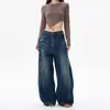 Pantalones Rectos de Pierna Ancha Holgados Estilo Americano, Jeans Lavado Vintage, Marca de Moda para Hombres y Mujeres, Jeans Frescos y con Estilo para Mujeres