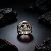 Anillo Retro de Calavera de Plata de Ley Chiba Estilo Antiguo Oscuro Abierto Ajustable Unisex Moderno Genial Individual Nicho Anillo para Dedo