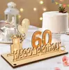Regalo en Efectivo 60 Cumpleaños Logo Digital de Madera Lámpara de Hada Corbatas 70 Años Aniversario de Boda Decoración de Mesa