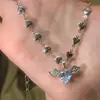 Estilo Dulce y Fresco~ Alas de Ángel Cadena para Clavícula de Circonita Cadena de Unión de Corazón Colgante de Chica Fresca
