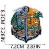 Parche Bordado de Calavera Surfista Retro Americano Palmera de Playa Ancla Ropa de Mezclilla Parche Termoadhesivo DIY