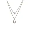 Design de Moda de Nicho Colar Semi-Dupla Camada com Studs de Diamante em Forma de Gota d'Água, Corrente de Clavícula Versátil de Luxo Leve Personalizada Super Brilhante para Mulheres