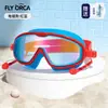 Óculos de Natação Infantis com Armação Grande, Galvanizados, À Prova d'Água, Antiembaçantes, Protetores Auriculares Integrados, Óculos de Natação Profissionais para Meninas para Verão, Praia e Piscina