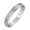 Pulseira de Fio Prata Preto Yihua Tai Sutra do Coração Étnica Retrô Budista Sutra Ajustável Aberta Flor Hidráulica Lótus Pulseira