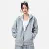Chaqueta con capucha fina de cremallera casual suelta para mujer Jack Chuan Yang de principios de otoño con estampado de lunares estilo coreano