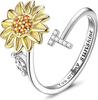Anillo Giratorio de Girasol Ajustable Transfronterizo Europeo y Americano Antiestrés Ansiedad Anillo de 26 Letras Anillo Giratorio de Girasol