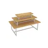 Expositor Promocional Papelería Isla para Madre y Bebé Apilador Gabinete de Exhibición de Cosméticos de Alta Calidad Mesa Flujo de Tres Niveles Estantería de Acero y Madera