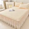 Juego de Tres Piezas Falda de Cama Estilo Princesa de Látex Mate Verano 2026 Nuevo Colcha de Encaje de Verano Sábana con Borde de Falda