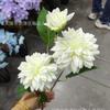 Dália Artificial de Haste Única com 3 Flores, Material para Flores Artificiais de Dália Atacado, Arte Floral Decorativa, Dália Artificial