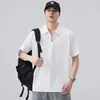 Camisa tipo polo de hombre Xintang con cremallera, manga corta para hombre, estilo retro japonés nuevo de verano 2026 con mangas tres cuartos