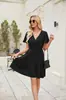 Ropa de Verano para Mujer con Dobladillo Elegante Fruncido, Mangas Volantes, Vestido Cruzado de Cuello en V, Vestido Casual