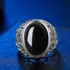 Nuevo anillo de hombre dominante generoso europeo y americano con temperamento de ágata negra, anillo ajustable, anillo hueco de simulación de circón negro