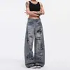 Jeans rectos de corte holgado estilo americano para hombre, moda urbana de tendencia con diseños de graffiti, pantalones casuales retro para hombre, colección primavera/verano, elegantes y únicos