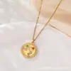 Moda Transfronteriza Europea y Americana Collar de Acero Inoxidable de los 12 Signos del Zodiaco Cadena para Clavícula Electrochapado al Vacío Color Oro 18K Conservación del Color
