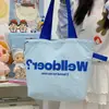 Bolso de lona de estilo coreano con diseño de dopamina para niñas, bolso tote de gran capacidad con cordón, bolso de hombro ligero para el día a día