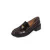 Mocasines Retro para Mujer 2025 Nuevos Sin Cordones Tacón Grueso Punta Redonda Zapatos Individuales Versátiles Estilo Británico Zapatos Pequeños de Cuero