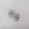 Pendientes de cristal geométrico explosivo de moda transfronteriza europea y americana, ligeros, de lujo, con doble aro y hebilla, personalizados, sencillos, 2025
