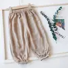 Calças Casuais de Verão para Meninos e Meninas, Calças Jogger Tendência Estilo Coreano de Seda de Gelo Cor Sólida, Calças Lanterna Mosquiteiro Infantis