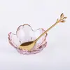 Tigela de Óleo Essencial Estilo Japonês Flor de Cerejeira Borda Dourada Salão de Beleza Spa Prato de Vidro Transparente Tigela para Misturar Óleo de Massagem Gua Sha Saúde