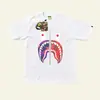 Camiseta de Manga Corta Holgada de Algodón Puro con Estampado de Boca de Tiburón Camuflaje High Street Europeo y Americano Suministro Directo al por Mayor desde el Fabricante