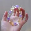 Pulseira de Cristal Natural Multi-Tesouro Amethyst Lavanda Cristal Torre Amarela Cristal Branco Flor de Cola Amarela Pulseira de Cristal para Mulheres Atacado