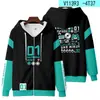 Nova Série Hatsune Miku Impressa em 3D Jaqueta Cardigan com Zíper Moletom com Capuz cosplay Periféricos de Animação