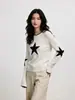 Suéter tejido Azmi blanco de cuello redondo, un diseño de nicho para mujer, nueva colección otoño/invierno, corte holgado, efecto adelgazante, tejido casual y versátil