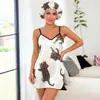 Pijama cruzado de Amazon para mujer, estampado de leopardo, seda sintética, camisola casual para estar en casa, con gorro de baño, venta al por mayor de fábrica