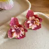 Pendientes Redondos de Flor Colorida Tejidos a Mano Pendientes Frescos de Dopamina Estilo Vacacional Pendientes de Nicho de Gama Alta