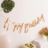 Banner de Aniversário em Inglês Transfronteiriço com Letras de Folha de Ouro Feliz Aniversário Ouro Rosa Banner de Decoração de Festa
