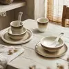Conjunto de Quatro Peças de Louça de Melamina Estilo Chinês, Especialmente Projetado para Quartos Privados de Hotel, com Textura de Porcelana Falsa, Fácil de Limpar e Durável