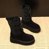 SJN2899-3A Aumento de Altura Suela Gruesa Forro Polar Cálido Piel Botas de Nieve para Mujer 2024 Invierno Nuevo Antideslizantes Zapatos de Algodón