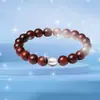 Pulsera de Madera de Palisandro de Hoja Pequeña Estilo Montaña Putuo y Cristal Blanco para Mujer, Pulsera de Sándalo para Sostener en la Mano para Hombre, Regalo de Pulsera para Pareja