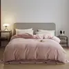 Conjunto de Roupa de Cama Espesso Totalmente Fosco de Lã Leiteira de Quatro Peças para Outono e Inverno, Alta Gramatura, Aquecimento Dupla Face, Antiestático, Capa de Edredom, Jogo de Lençol com Elástico