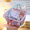 Bonito Macaron Cor Cesta de armazenamento portátil Rosa Menina Coração Adesivo Papelaria Sundries Acessórios Desktop Storage Basket