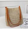 2025 Nuevo Bolso de Hombro Tejido Casual de Verano de Paja Pequeño Fresco y Simple Estilo Bosque Moda de Mano para Mujer Cubo